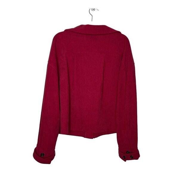 Avec Les Filles Jacket Shirt Shacket Red Corduroy Size L Button Front Boxy - Picture 2 of 12